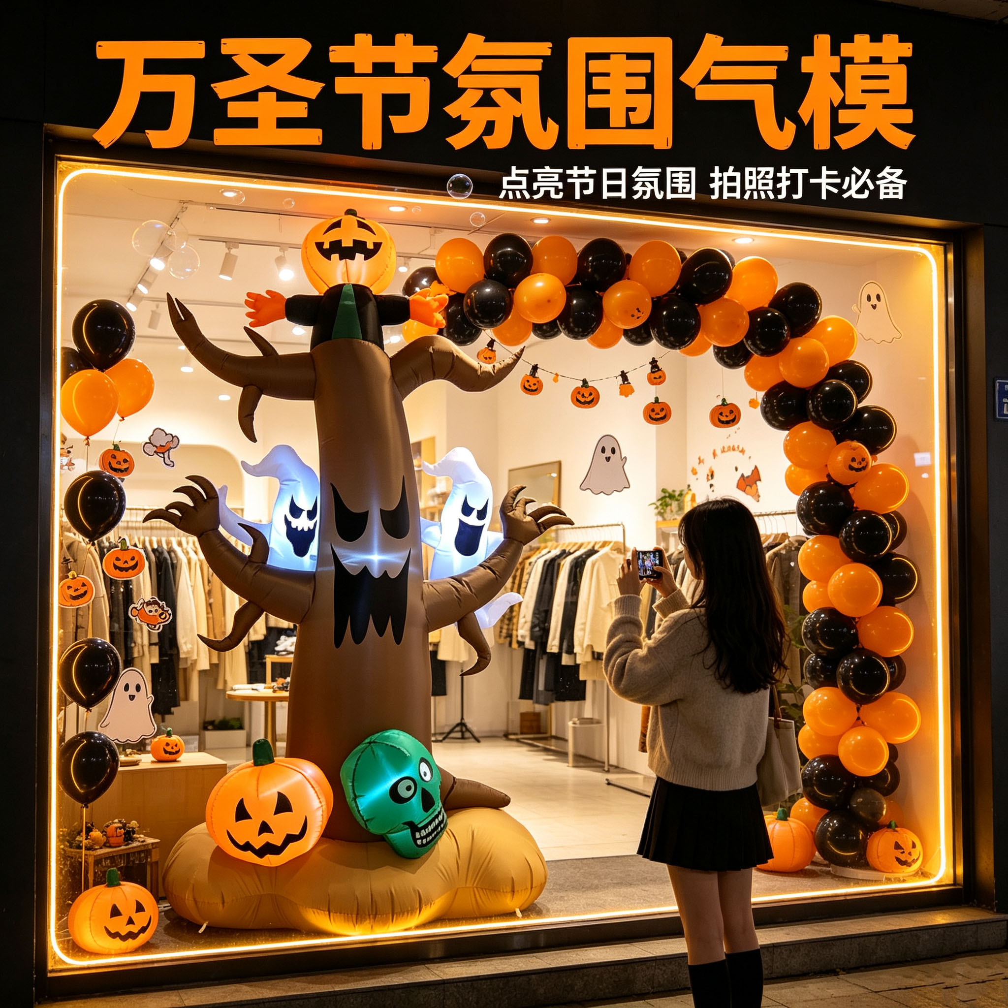 万圣节活动装扮布置道具幽灵气模