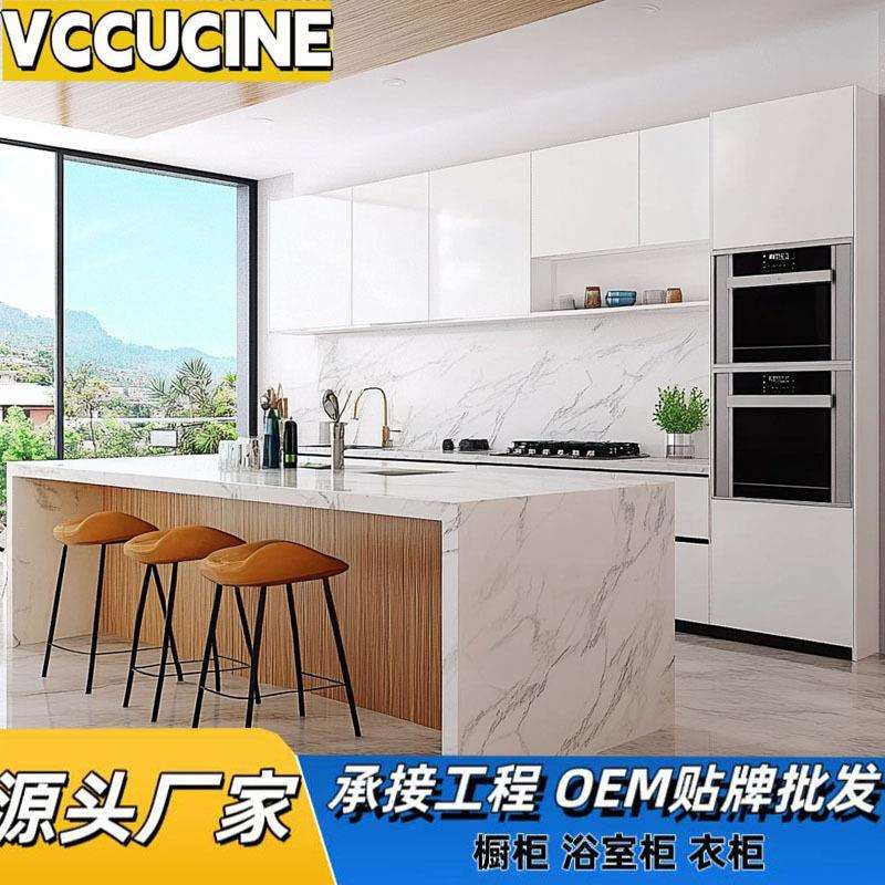 加拿大现代简约烤漆厨房整体橱柜出口外贸橱柜工程定 制工厂