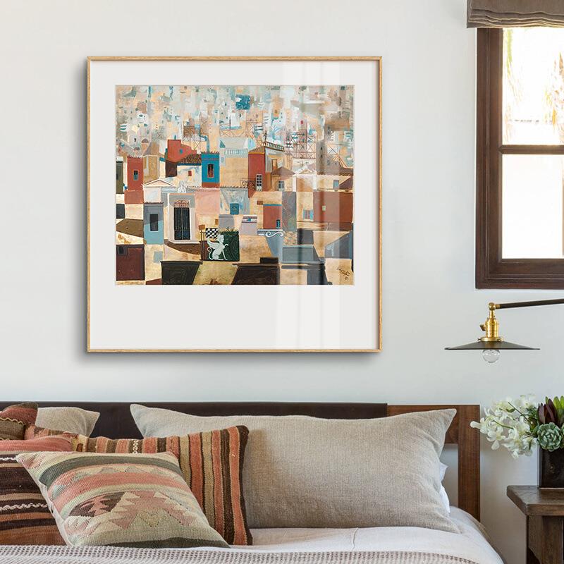 斯皮罗斯小众艺术装饰画客厅画餐厅正方形风景挂画卧室壁画