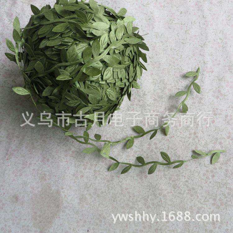 花亦花厂家供应仿真柳叶花环编织200米绿色藤条家居装饰藤条现货