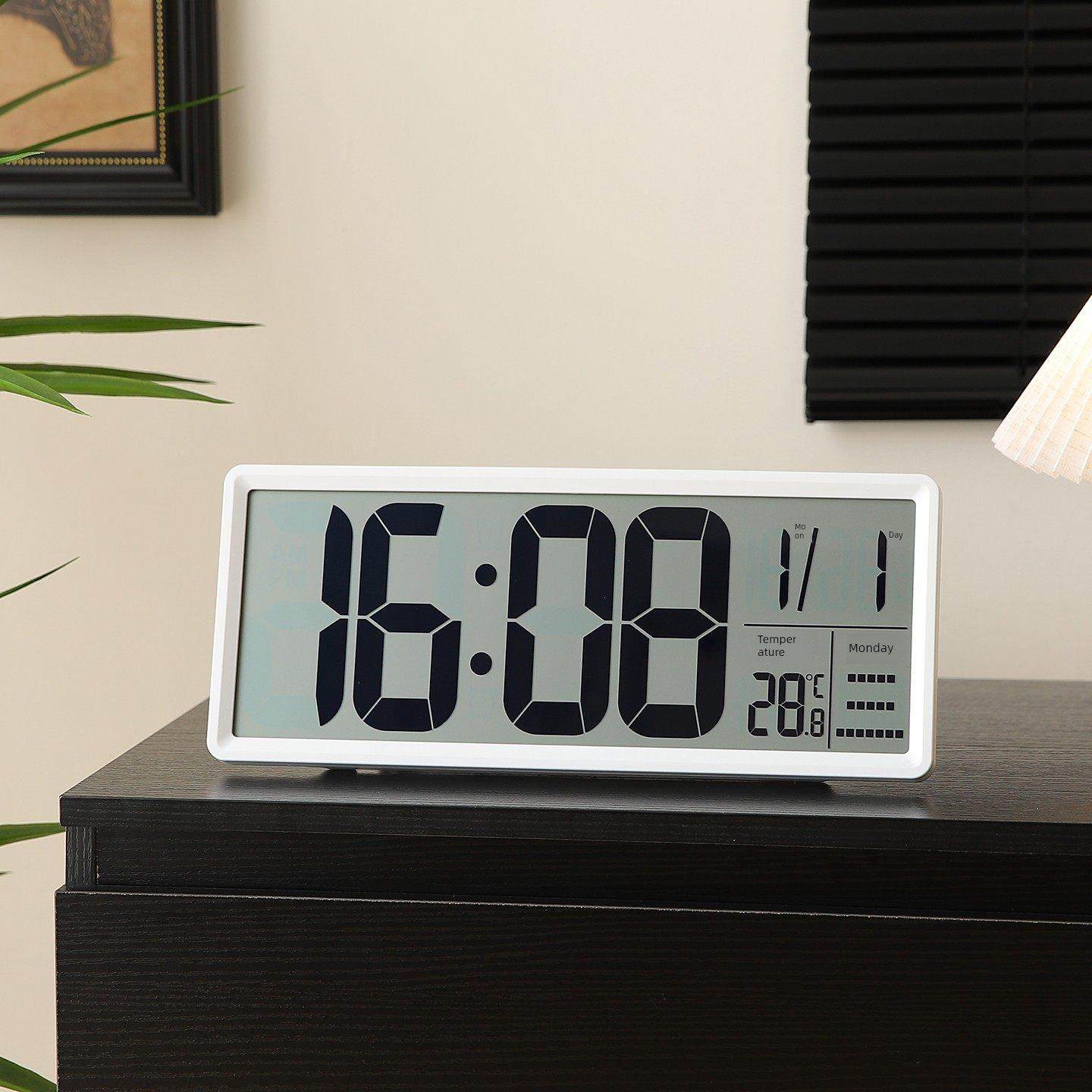 简约大屏电子led数字显示桌面时钟日历简单实用静音闹钟ins风摆件