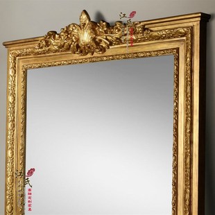 雕花金色落地镜新古典镜子 法式 欧式 复古穿衣镜简欧实木全身镜美式