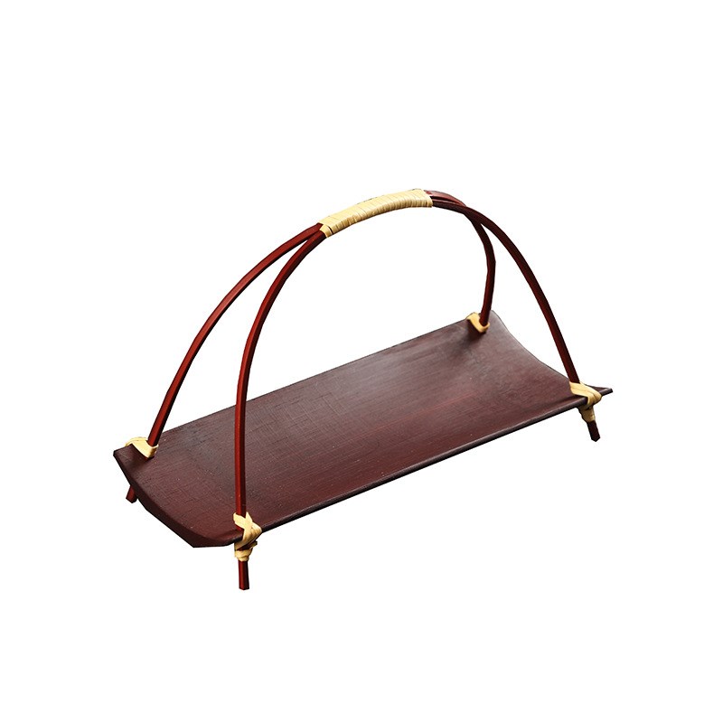 竹制手工婚庆糕点摆台复古中式创意茶点盘水果篮家用小托盘小提篮