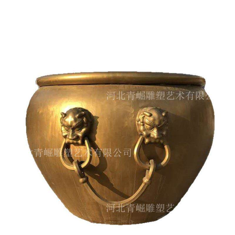 铸铜荷花缸雕塑龙纹装饰庭院摆件户外/庭院摆件