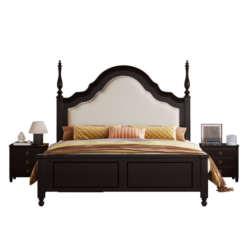 法式复古实木床主卧大床现代简约1.5米1.8美式轻奢双人欧式软包床