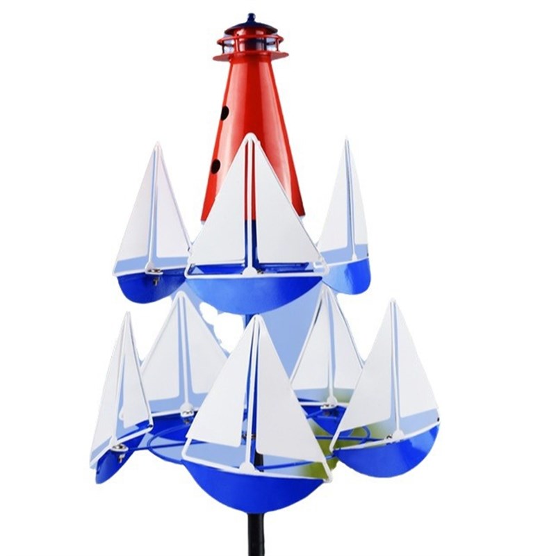 爆款Sailing windmill户外帆船风车金属工艺装饰摆件风车花园风车