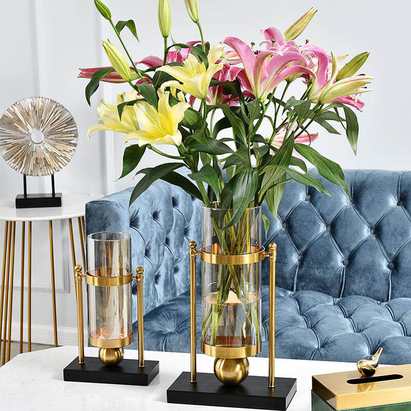 跨境欧式轻奢复古玻璃花摆件级感创意家居装饰花盆工艺品