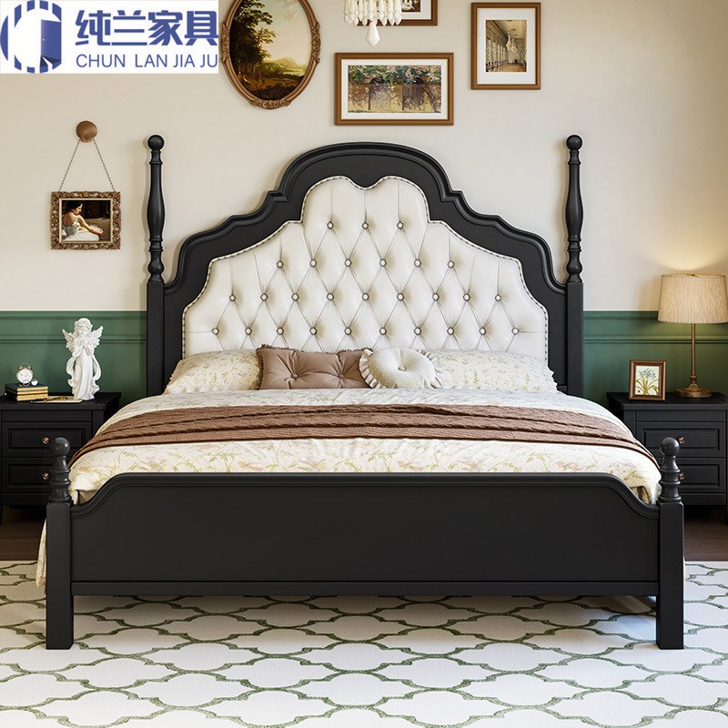 美式复古实木床主卧1米8双人大床美式轻奢1米5现代简约公主安娜床