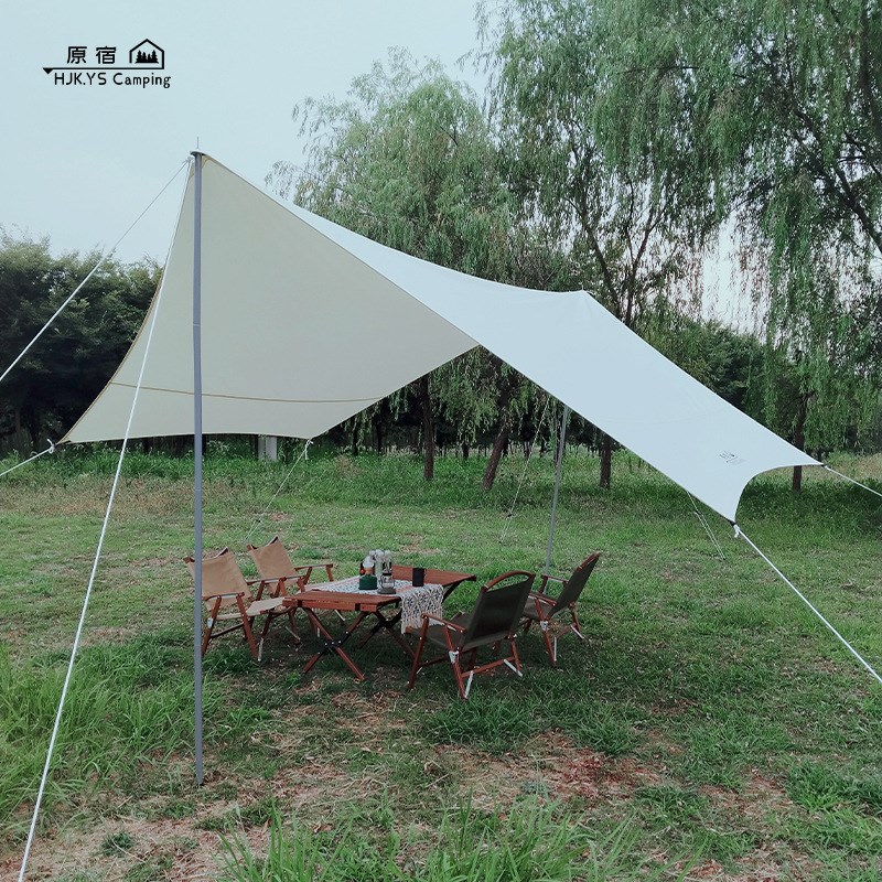 原宿户外超大露营天幕野外营地帐篷防雨遮阳防晒多人六角天幕带杆