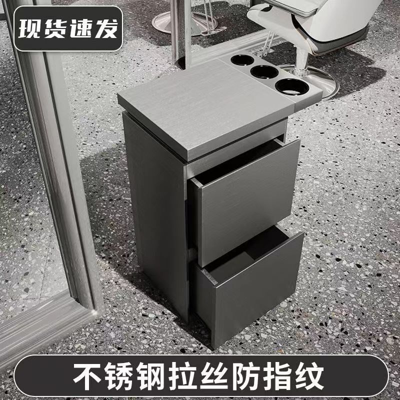 窊飨网红美发店工具柜发廊专用不锈钢工作柜多层收纳储物柜理发工
