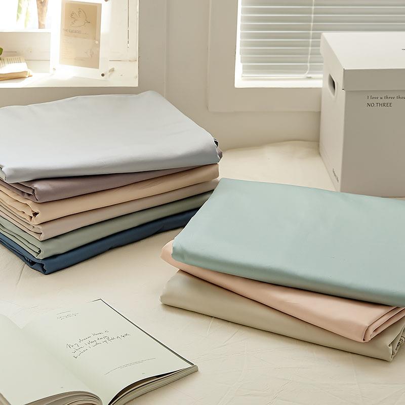 单品支秋厚冬100长绒单棉加磨毛纯elle棉被套件简约纯色保暖全棉