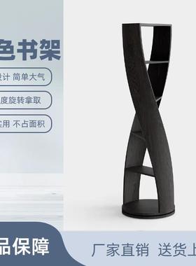 W7红色漆书架现F77J9777实木旋烤转书柜圆形置酒物架代简约异形装