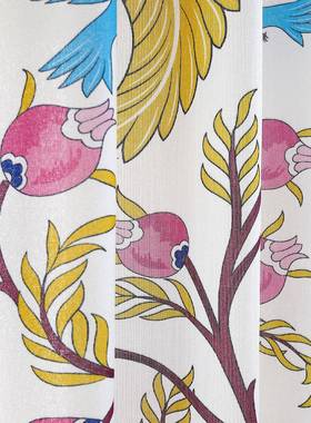 品现代简彩虹麻纱IFU成印花成窗帘卧室飘窗约透光遮阳品