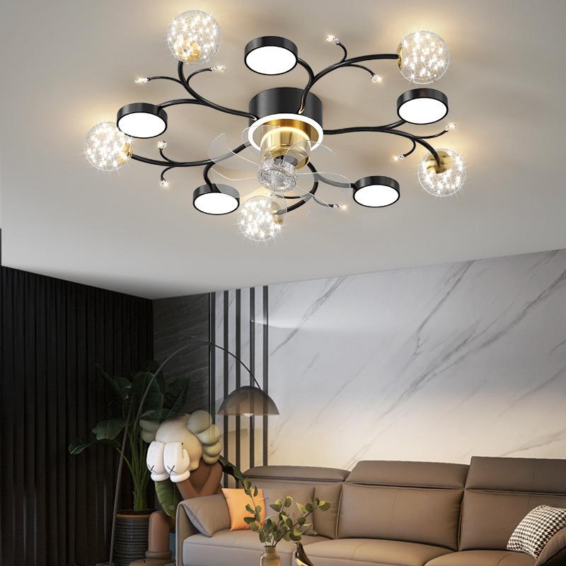 魔豆吸顶风扇吊扇小客厅LNV餐厅卧室灯电扇灯静音带电灯风吊灯扇