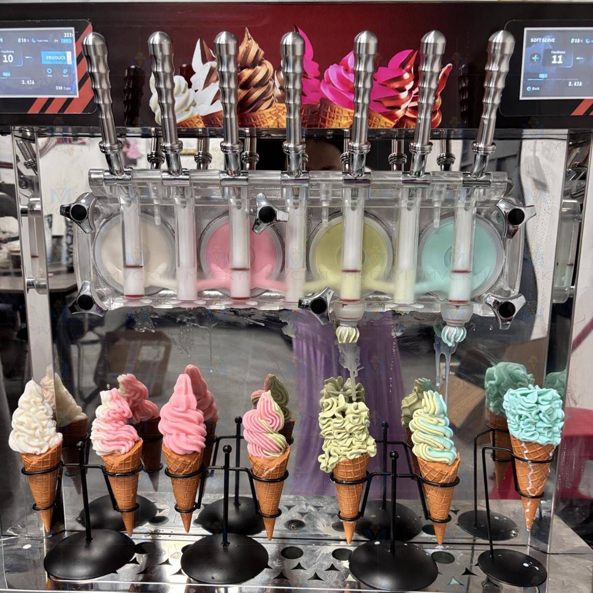 明毅7色冰淇淋机OMR软商用全立自不锈钢冰激凌机式圣代甜动筒雪糕