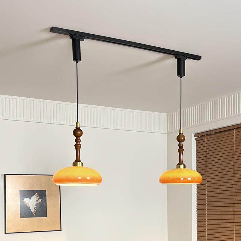 中古风餐移位轨道吊灯复古法式可奶油风吧LDD台柿玻璃胡桃子色灯,电子元器件市场,其它元器件,淘宝优惠券,粉丝福利购,淘宝优惠卷