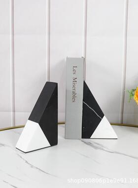简约大理石三角拼色书档摆件软装房公室书柜QAA书桌书书靠装饰办