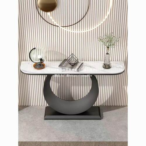条意式现岩板玄关桌端景台入户柜55760代简约轻奢客靠厅墙窄桌案