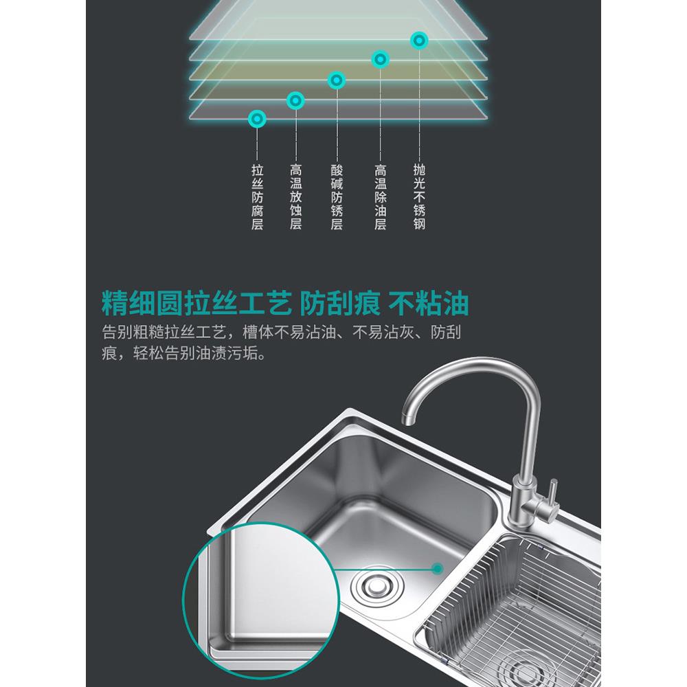 K9厨房双盆SU0S3K4不锈钢洗碗盆加厚拉丝洗菜双池子母F7576S99B水
