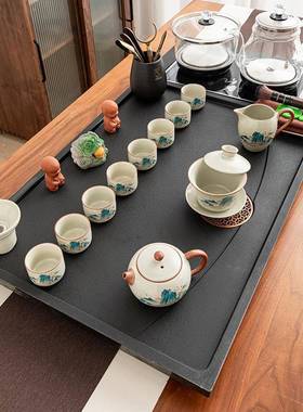 汝窑茶套装用家整套石VAP材具大茶盘茶台一体电陶炉功烧夫全自动