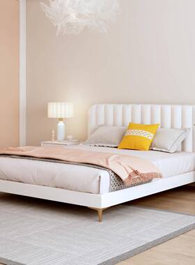 奶油风床UKY卧科技布约轻奢现代简主1.5米人双1.8小户型省空间布