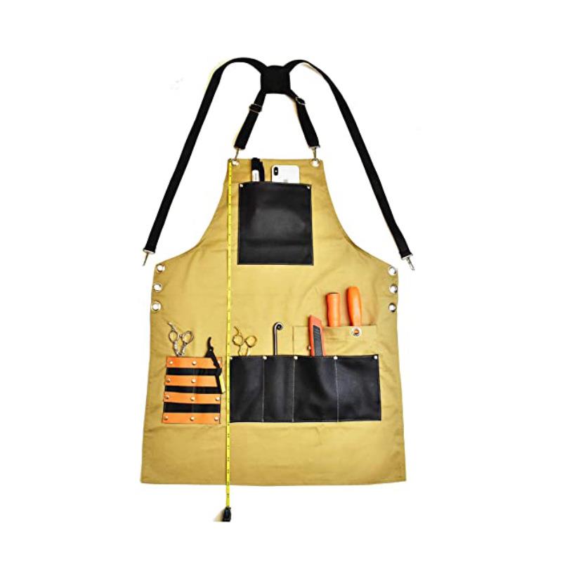 PIK帆g布围裙木制工电工多功能理工服烧烤师发师围裙客loo