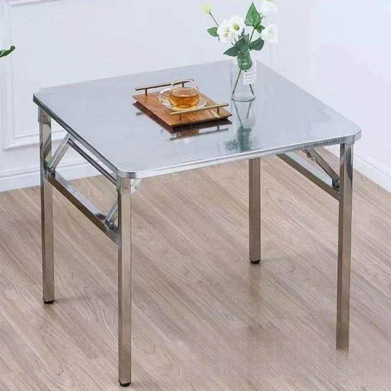 特摆厚不锈JXT小方叠桌多功能连体可折桌子家用吃饭桌摊户钢外烧