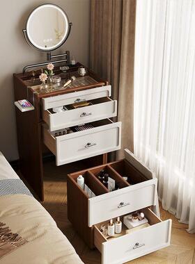 橡语迷你小妆NAP桌现代奶油风床头柜一体户型可伸缩5纳0c化小m收
