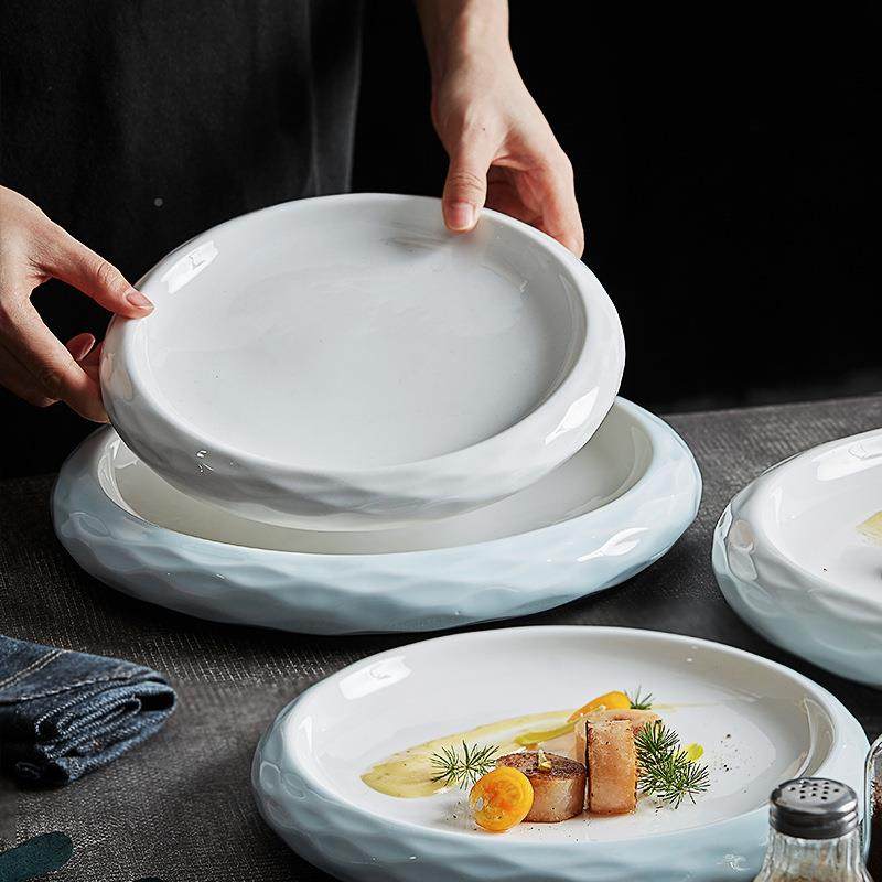 中式创意陶盘凉瓷造型好看的盘子厅菜盘家用酒店餐F76S9MJS菜意境