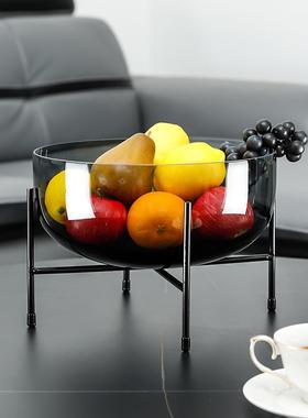 轻奢花约XUT瓶玻桌璃水果盘现摆件代简家用客厅餐茶几软装装饰品