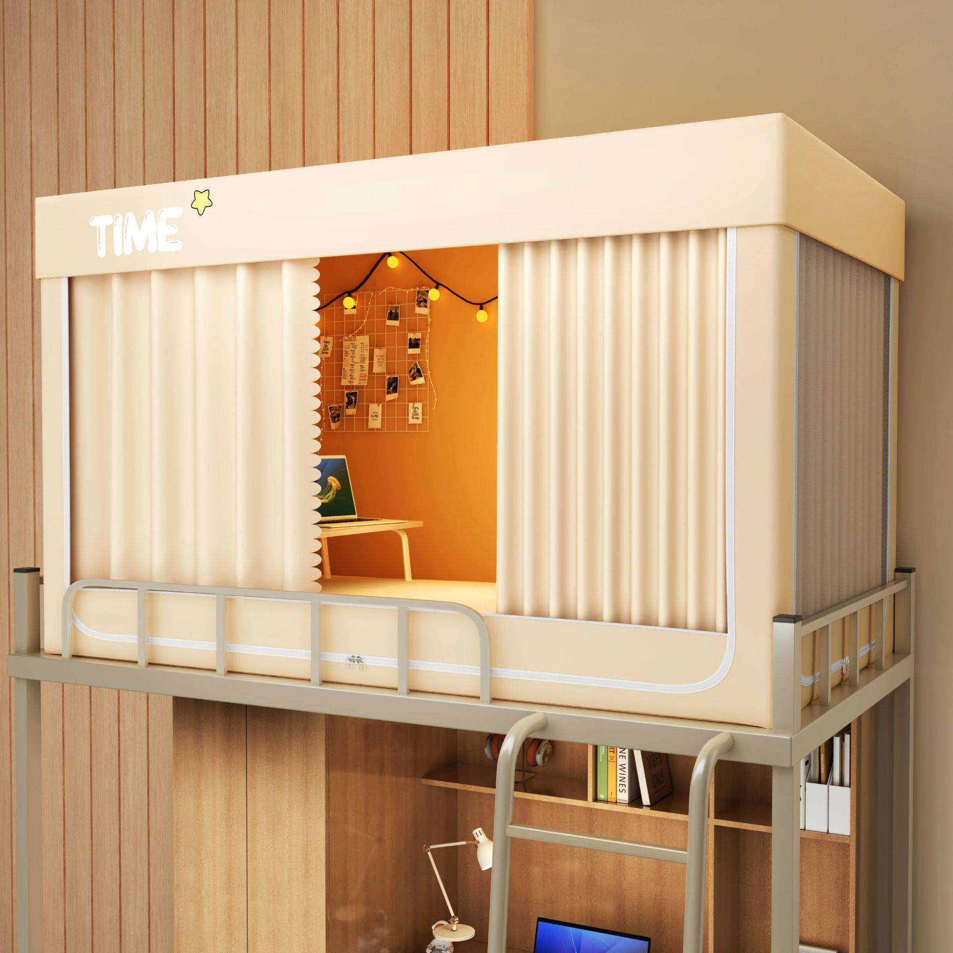 免接支PWS架强遮学光生蚊帐宿上铺下铺防尘帐防蚊一拼体式舍帘子