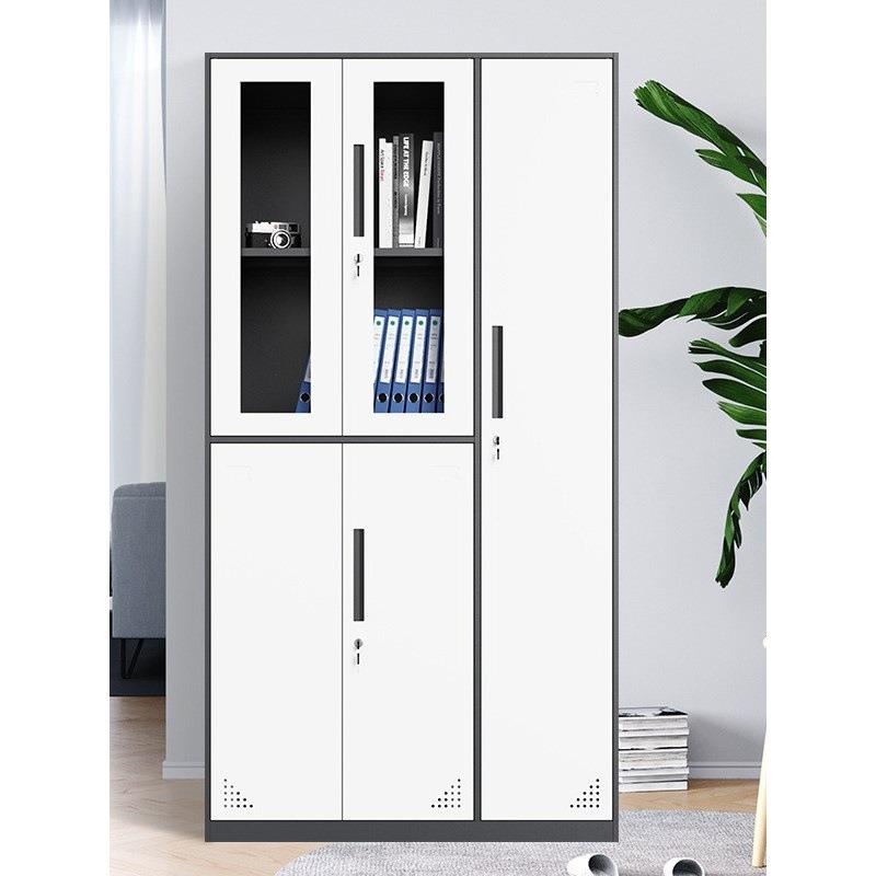 上钢柜制五门更衣办公皮铁柜员海工带锁0023玻璃储物柜5门资料文