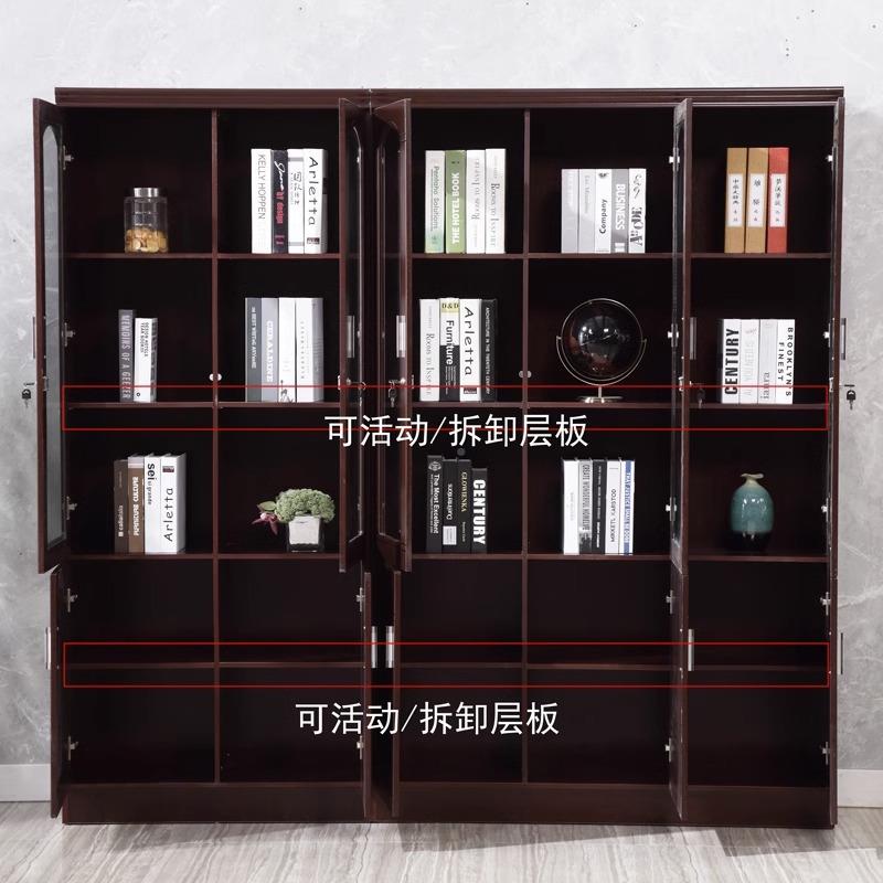 办公80121314室文件柜新中式实木书用带门组合中柜式家书柜书架玻