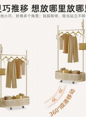 铁艺衣服地架脏衣篓可ESV移动衣帽架卧室网落红挂衣架衣置物架收