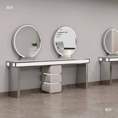 理发店镜台网无品牌/红美发子发廊柜子一镜钢体发烫染剪不锈单双