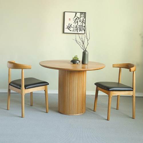 简约现代中式实圆木QF-33设计桌休闲家用饭桌客椅厅小户型餐桌组