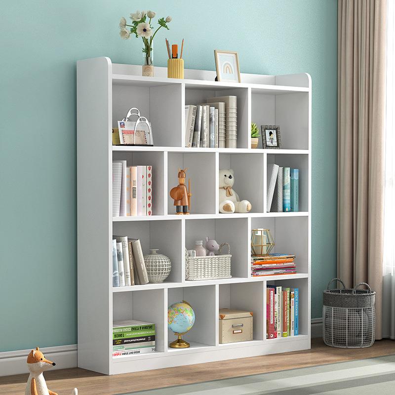 实白色书儿室童落地简约书柜学生教矮架柜置物架自由组合格UOS子