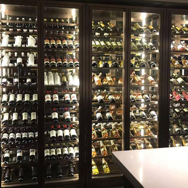 恒温湿不锈酒钢酒柜轻奢餐厅酒店金属恒白无品牌/红格子展示柜子
