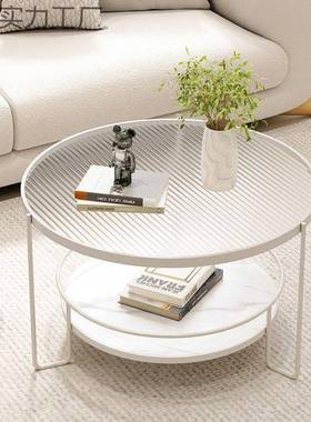 新钢化圆玻璃现代茶几款SDV小户型客厅形轻家用极简迷你小桌子网