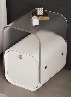 奶油风10804窄头室柜亚克超力现代简约床设计师卧家用储物镂空床