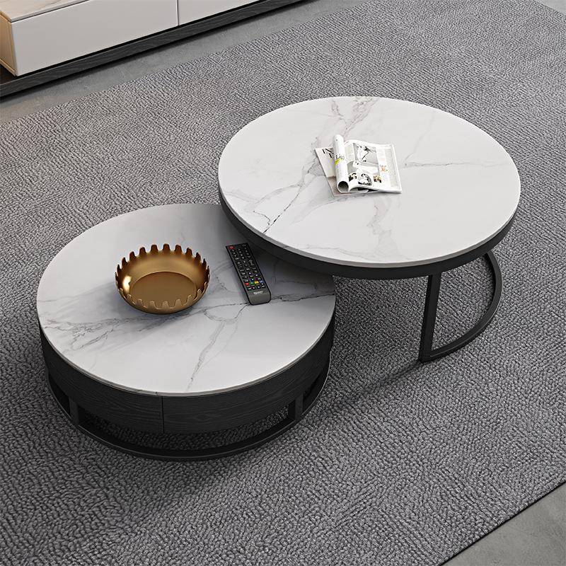 网实红岩板几轻茶奢现代飘窗小桌子小尺寸极木简大小组合FPG圆形