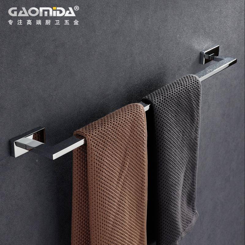 A5L铜免打毛巾杆单杆厕多酒店卫F76JS6M9生孔间所浴室毛巾架挂全