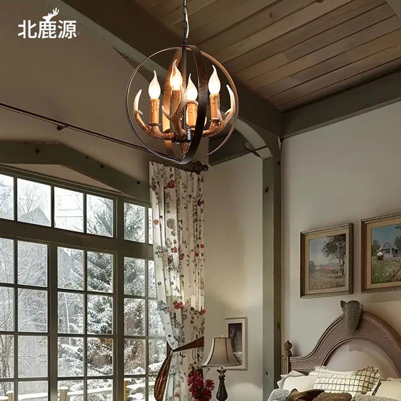 美式客乡村吊灯厅简约创意球欧式复古卧718室玄走关廊楼梯餐形厅