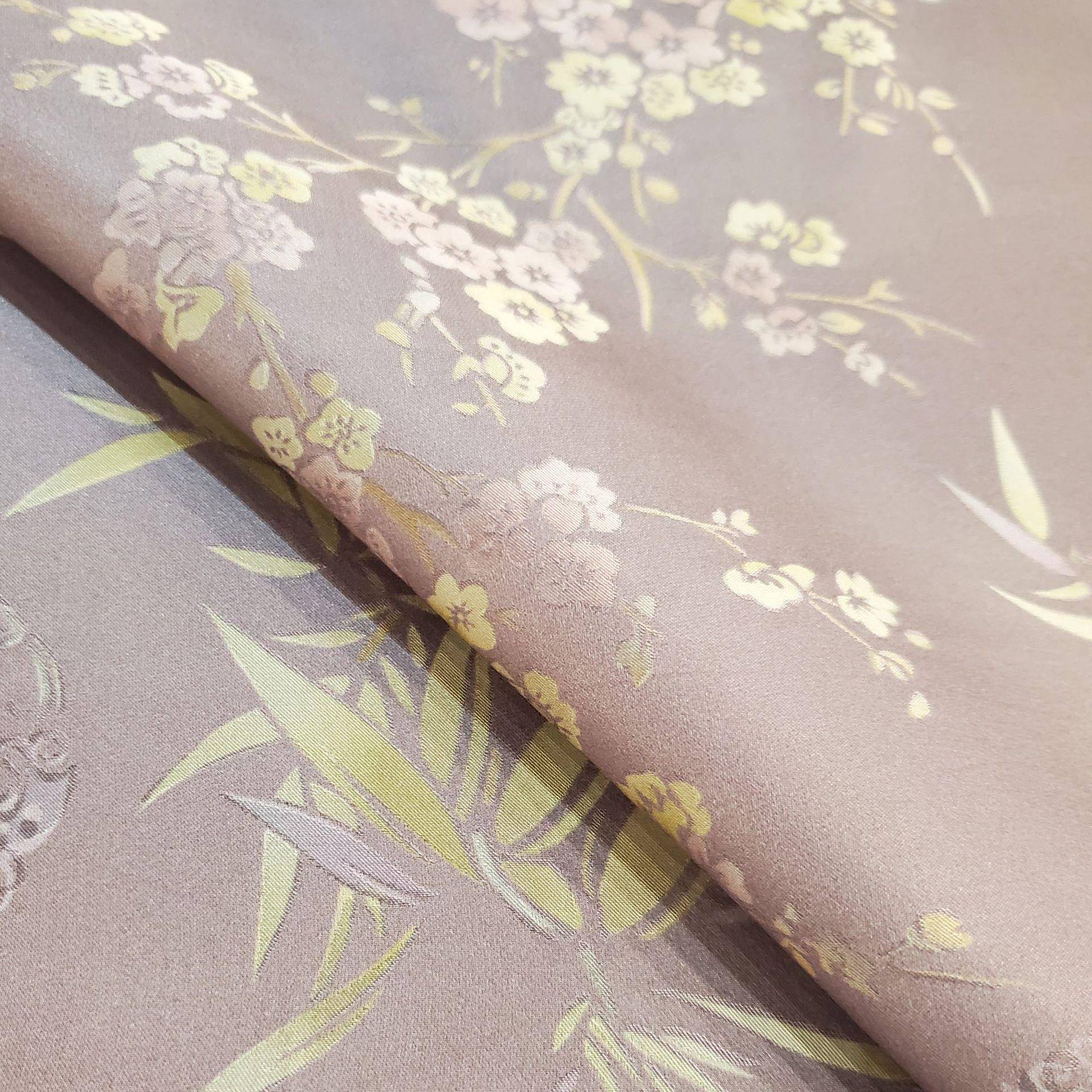 新丝中式定喷绘提位花面料仿宋锦交LEB织丝人丝桑波缎桑蚕人造丝