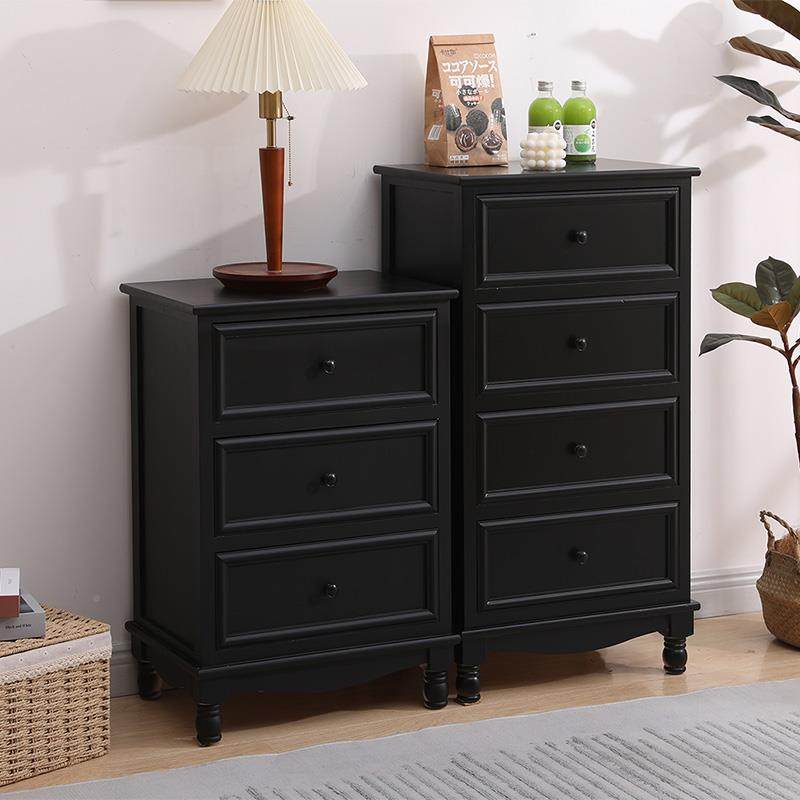 床L7物斗柜墙实木美式收纳储柜卧室WPC尾柜客厅靠小柜子置物黑色