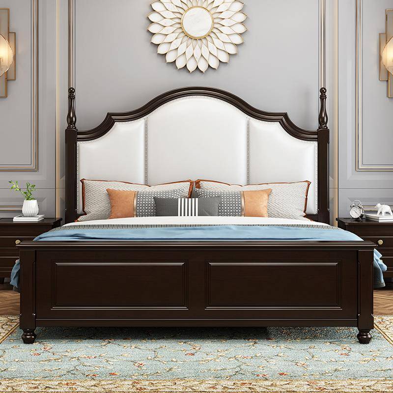 式实木m轻奢公无品牌/主床1.8美双人床白色欧式床现代简约高床箱