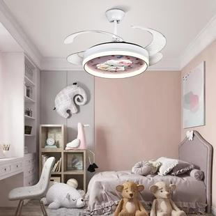 儿童房灯吊扇灯卡电通语家用可智能音遥控静卧室音吸顶灯带风KWP
