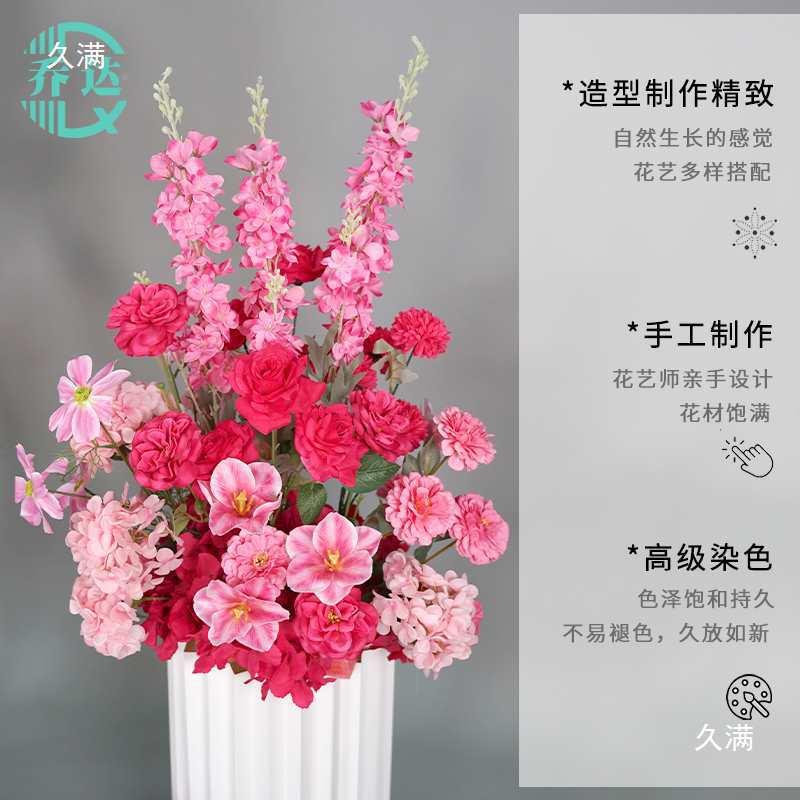 红色婚庆仿真花礼婚现玫场宾布置成品t$*&hlou花排路引花订婚迎花图片