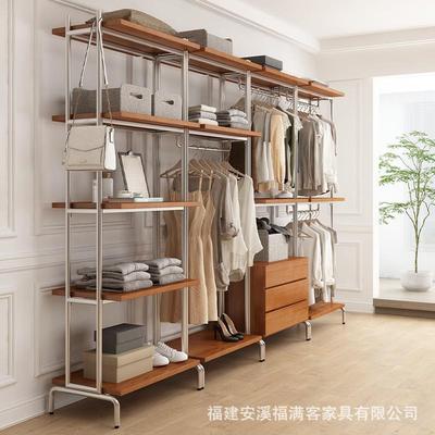 开放式衣柜铁艺lof卧0012t橱金属衣地帽间置物架步入式衣架落室衣