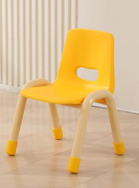幼儿园椅靠背料椅子童儿加厚塑料早REU教宝宝防滑塑铁脚椅餐椅小